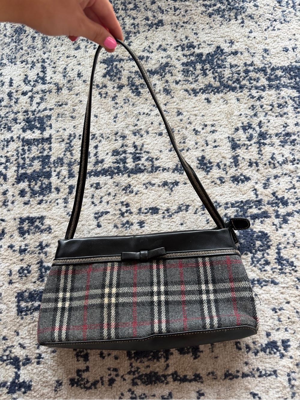 Aldo Black and Gray Plaid Shoulder Bag - Women's Stylish Handbag